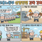 용노동부 산업안전 감독관이 사업장 현장을 점검하는 모습