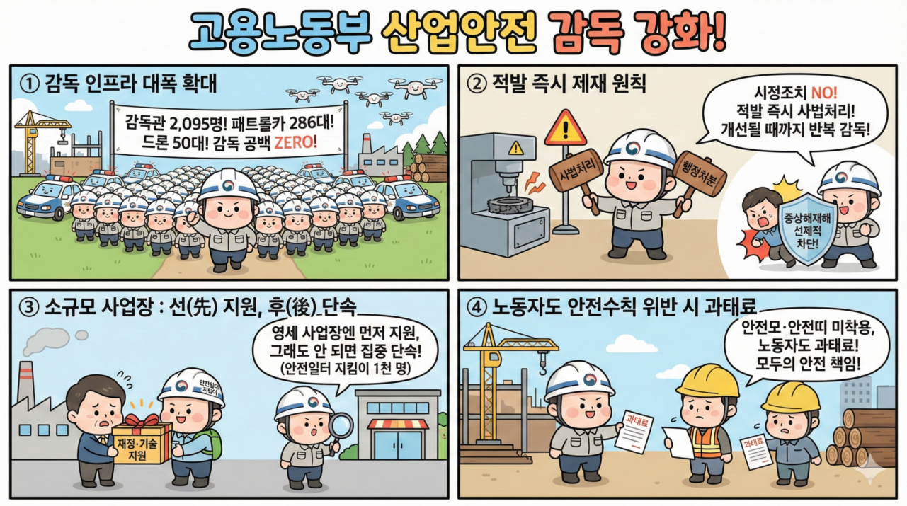 고용노동부 산업안전 감독관이 사업장 현장을 점검하는 모습