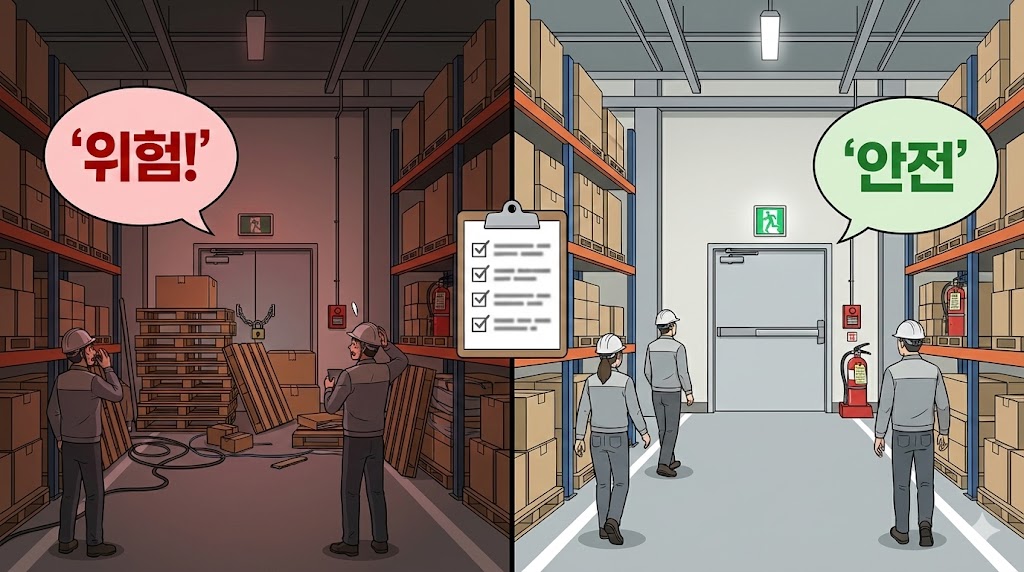 제18조(비상구 등의 유지): 비상구·비상통로·비상용 기구를 언제든 즉시 사용할 수 있도록 상시 점검과 장애물 통제를 운영해야 합니다.