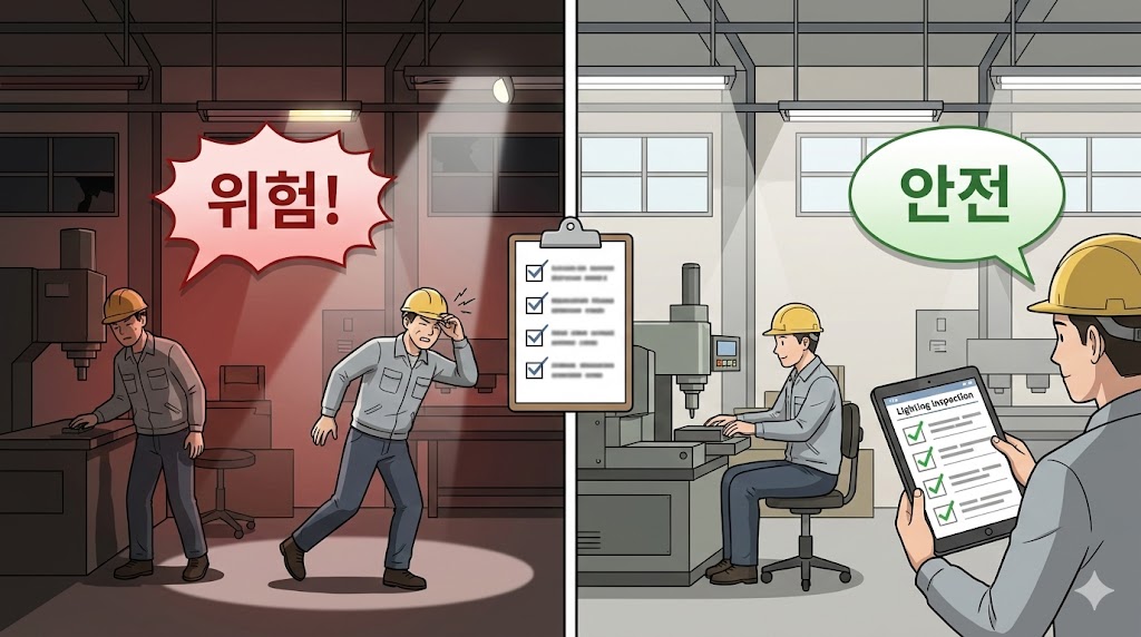산업안전보건기준 제7조 채광 및 조명 – 눈부심·명암차 통제 실무 가이드