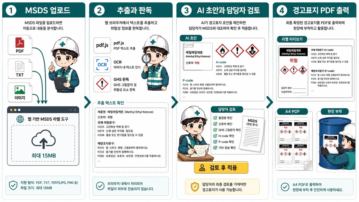 [#8] 안전관리자가 바이브코딩으로 만든 MSDS 라벨 생성기 개발 경험기 - 안전곰곰의 산업안전 지식 저장소