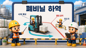 전남 나주 합성수지 지게차 깔림 사망사고 예방을 위한 폐비닐 적재와 사람 동선 분리 교육 이미지