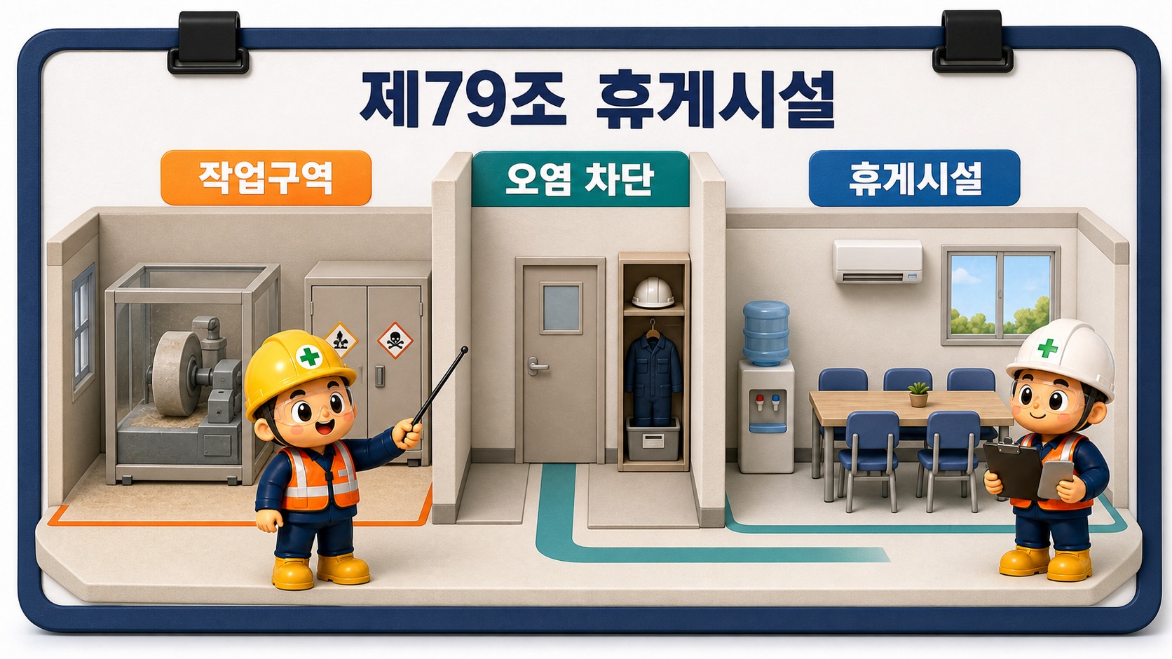 휴게시설을 유해 작업구역과 격벽·문으로 분리한 제79조 설치 원칙