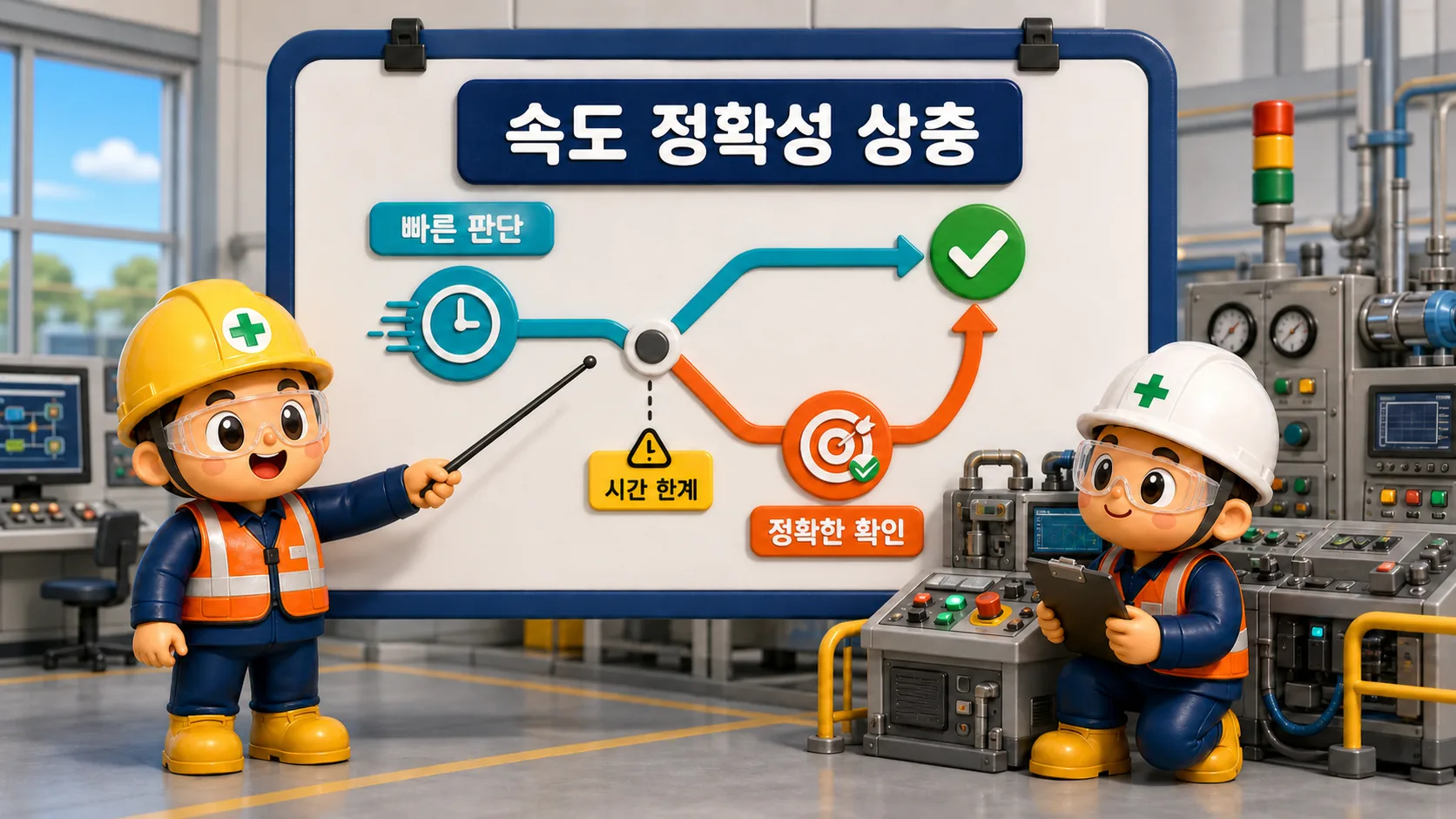 속도 정확성 상충 속에서 작업 시간과 확인 범위를 조정하는 현장 판단