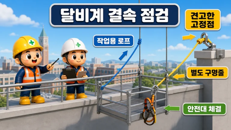 서대문 대학교 달비계 추락 사망사고의 작업용 로프와 독립 구명줄 안전 구조
