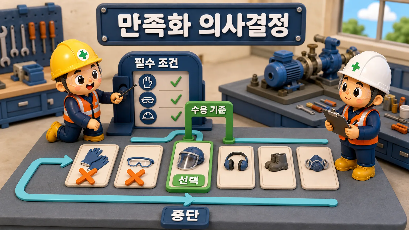 시간 정보 위험 가역성을 바탕으로 만족화 의사결정의 수용 기준을 정하는 현장 팀