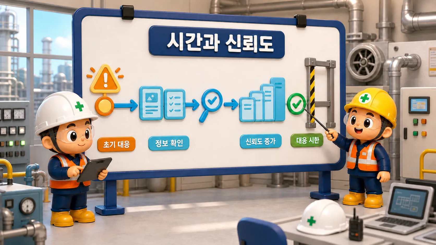 사건 이후 사용 가능한 시간과 올바른 대응 가능성의 관계