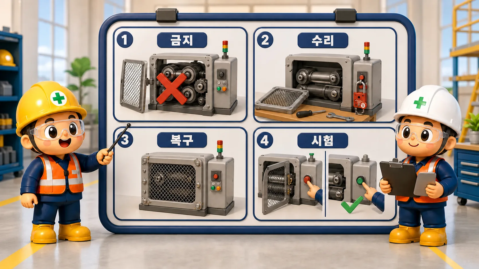 방호장치 해체 금지 원칙과 수리·조정·교체 예외를 구분한 제93조 흐름