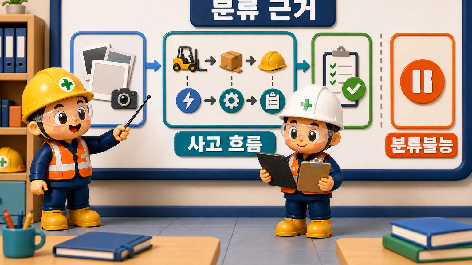 산업재해 기인물 분류 근거를 사고 흐름과 현장 증거로 검토하고 분류불능을 구분하는 장면