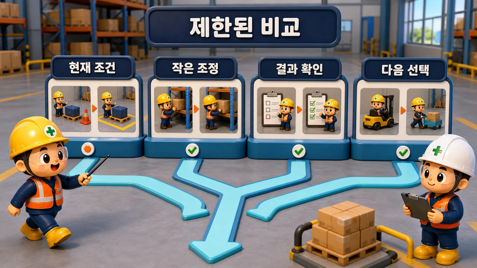 전체 대안을 한 번에 비교하는 방식과 가까운 대안을 단계적으로 비교하는 방식을 나란히 검토하는 팀