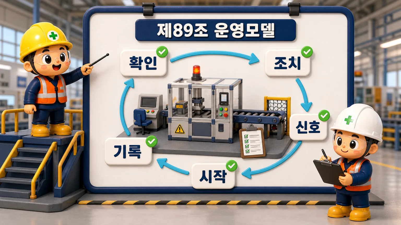 운전 전 확인과 조치, 신호, 시작, 기록을 순환시키는 제89조 실무 운영모델