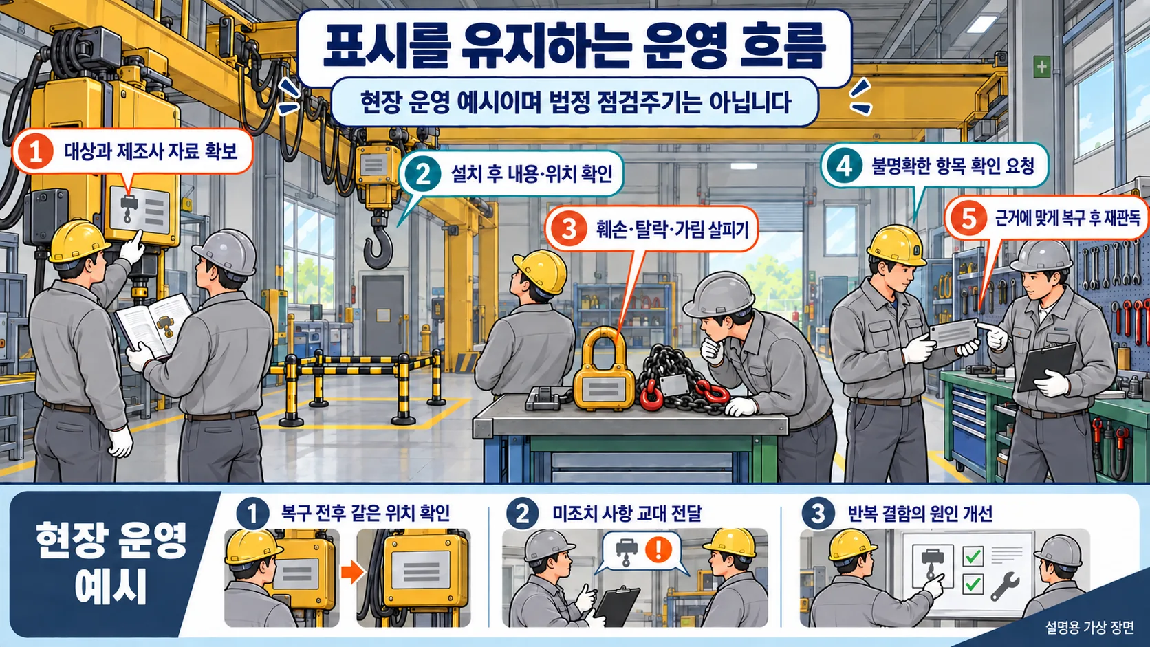 표시 자료 확보부터 훼손 확인과 복구까지 이어지는 사업장 권장 운영모델