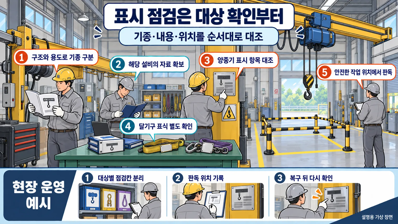 대상 확인부터 표시 복구까지 이어지는 제133조 표시 확인 작업 순서