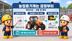 농업용기계 검정자료 확인과 실물 대조·방호점검의 구분