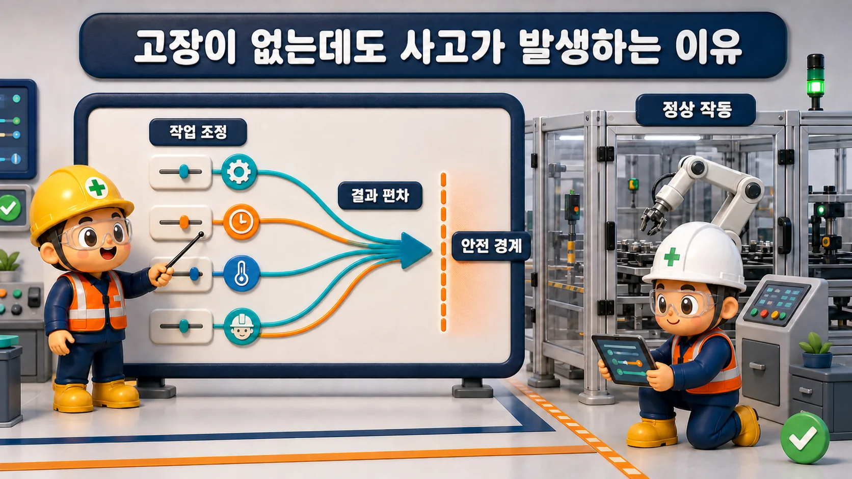 고장 없는 실패가 정상 작동과 여러 작업 조정의 결합에서 나타나는 제조 현장