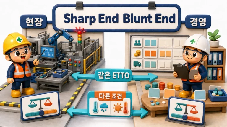 Sharp End Blunt End의 현장과 경영이 같은 ETTO를 서로 다른 조건에서 수행하는 모습