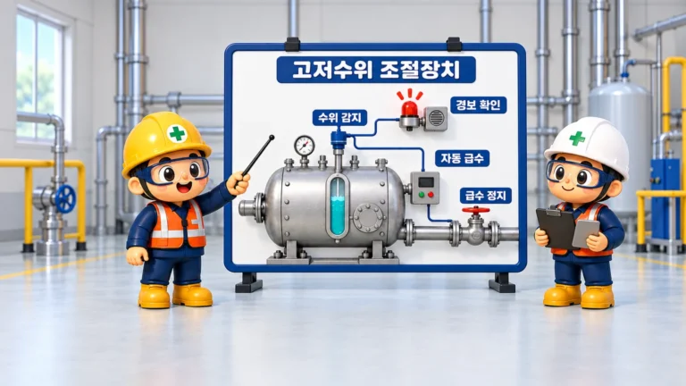 제118조(고저수위 조절장치): 수위 이상 경보와 자동 급수·급수 정지를 함께 확인합니다.