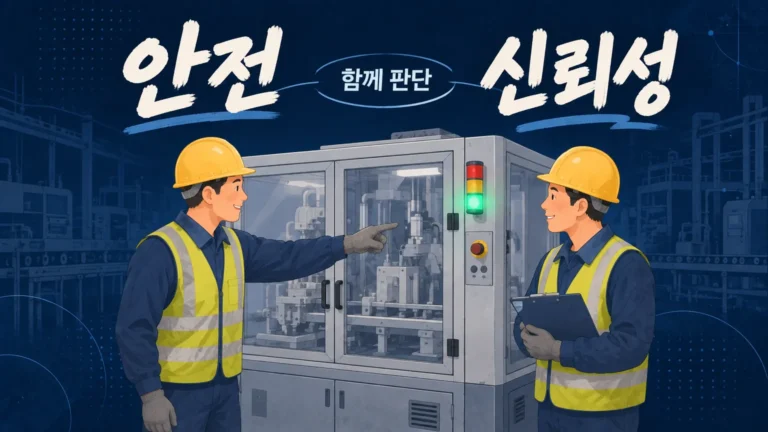 안전과 신뢰성을 함께 판단하기 위해 멈춘 설비를 확인하는 현장 담당자