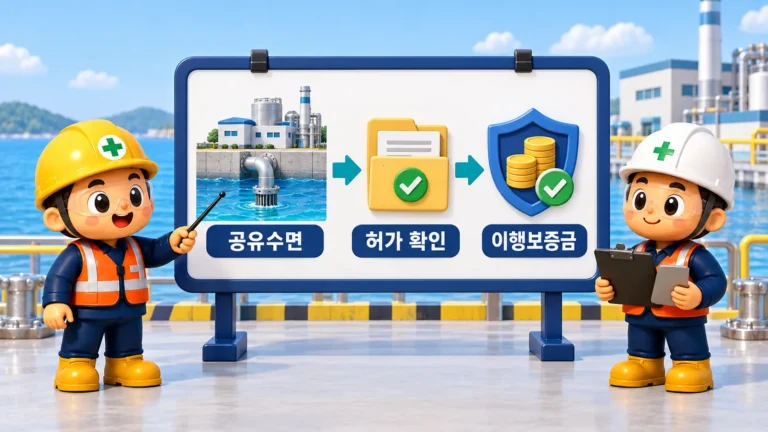 공유수면 허가를 확인하고 원상회복 이행보증금을 검토하는 제조업 환경관리자