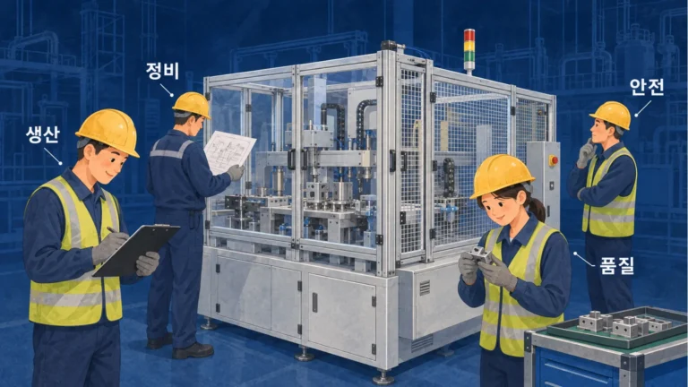 조직의 관점 차이로 같은 설비에서 생산 품질 안전 정비의 서로 다른 정보를 보는 담당자들