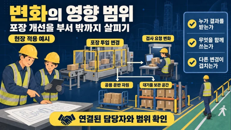 변화의 영향 범위를 포장과 검사 공용 운반 및 보관 공간까지 확인하는 현장 적용 예시