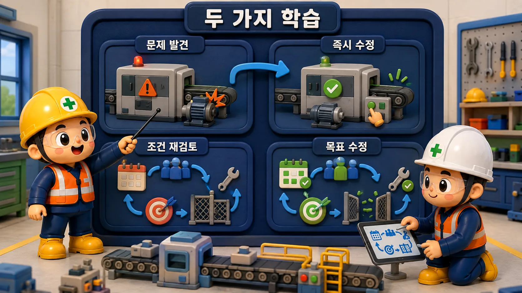 문제 발견 뒤 즉시 수정과 조건·목표 재검토로 이어지는 두 가지 학습 경로