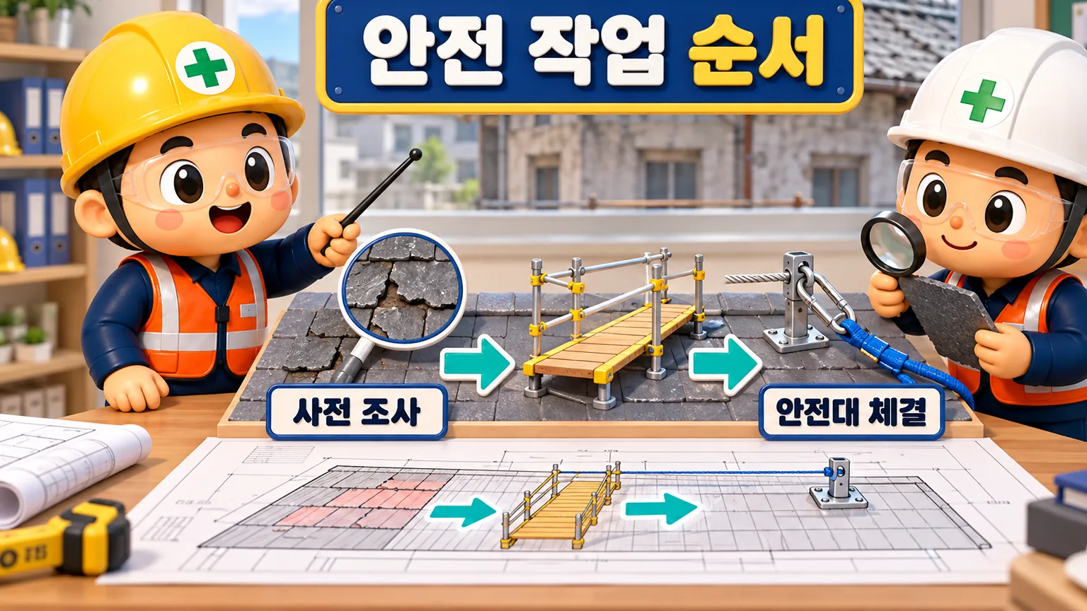 동두천 폐건물 지붕 해체 추락 사망사고 작업 흐름과 슬레이트 파손 위험 교육 이미지