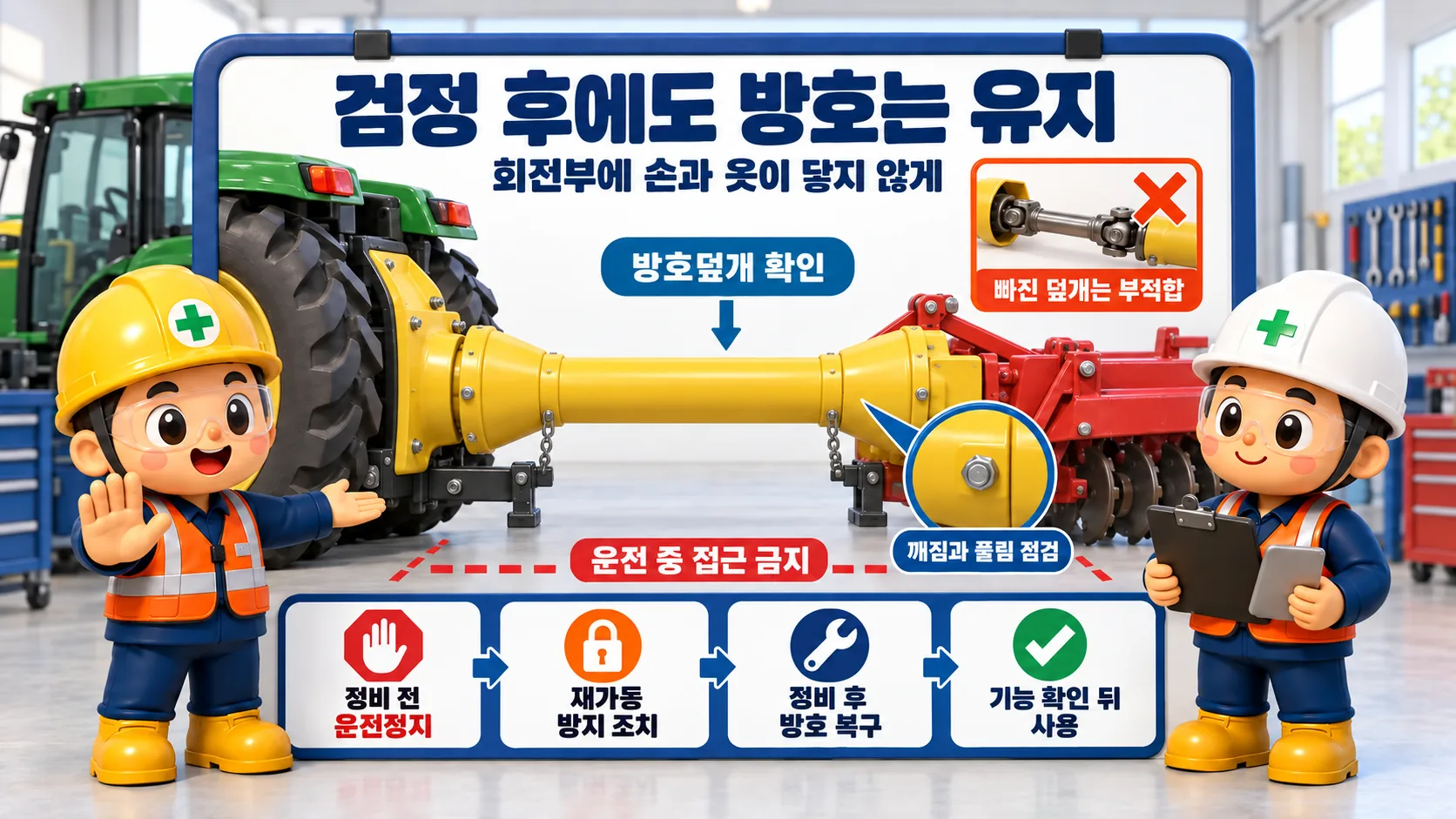 농업용기계 회전축 방호 유지와 정비 후 복구