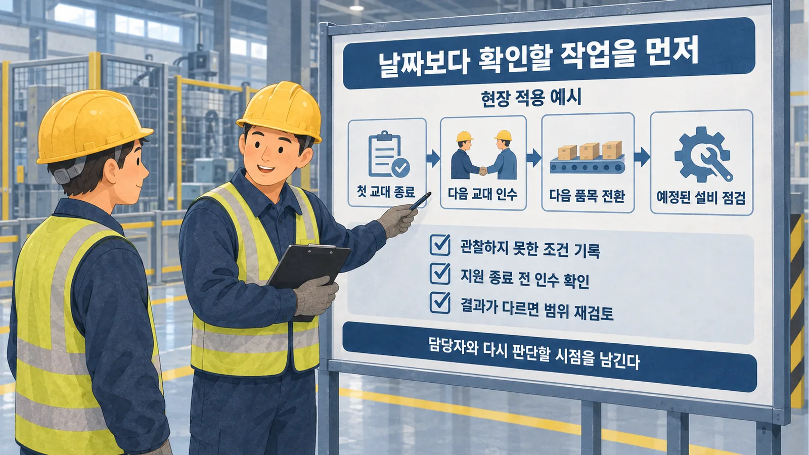 실제 작업 주기에 따라 관찰하고 지원 종료와 운영 인수를 확인하는 점검 흐름