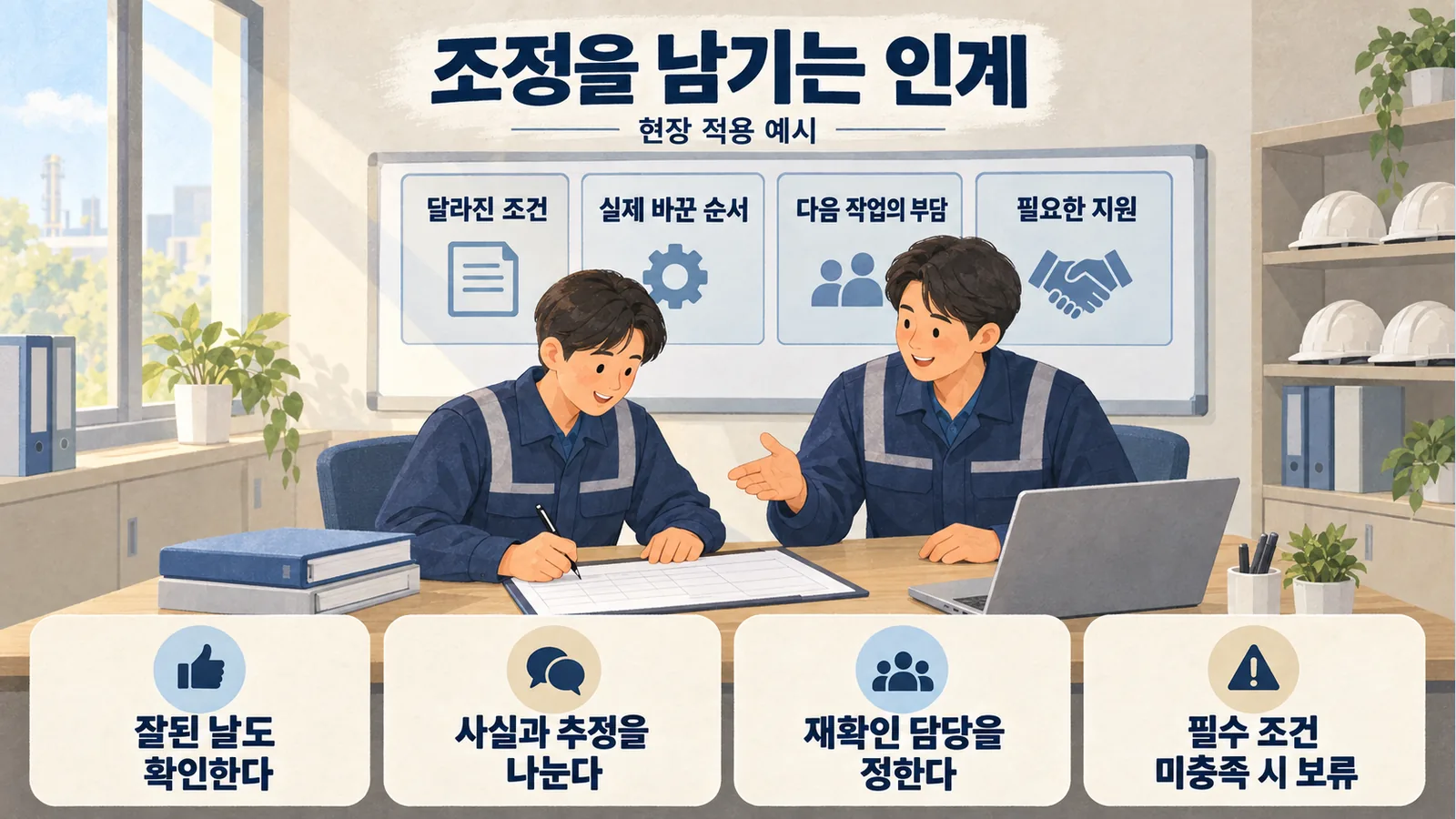 교대 인계에서 달라진 조건 실제 조정 다음 작업 부담과 재확인 담당을 남기는 예시